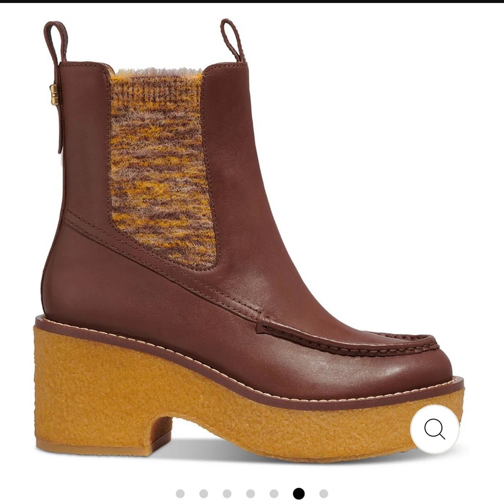COACH DELANEY WOMENS LEATHER FAUX FUR CHELSEA BOOTS